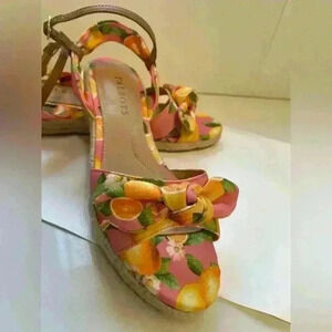 TALBOTS - Pamela Bow Citrus Sateen Espadrille Wedges